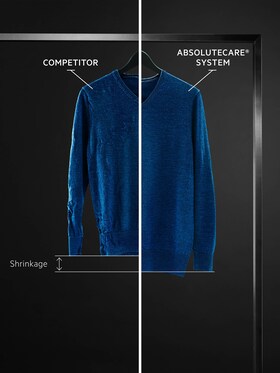 Srovnání dvou vlněných svetrů, na nichž je patrné sražení a naopak žádné sražení se systémem AEG AbsoluteCare®
