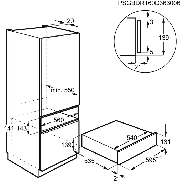 Installation Diagram with product measurements