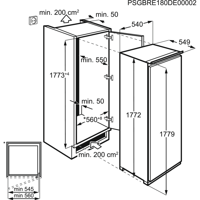 Installation Diagram with product measurements
