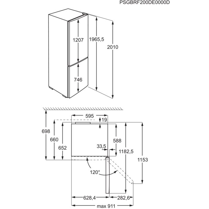 Installation Diagram with product measurements