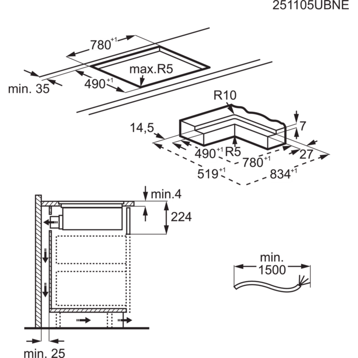 Installation Diagram with product measurements