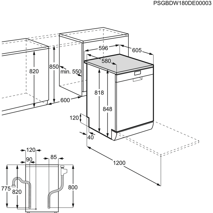 Installation Diagram with product measurements