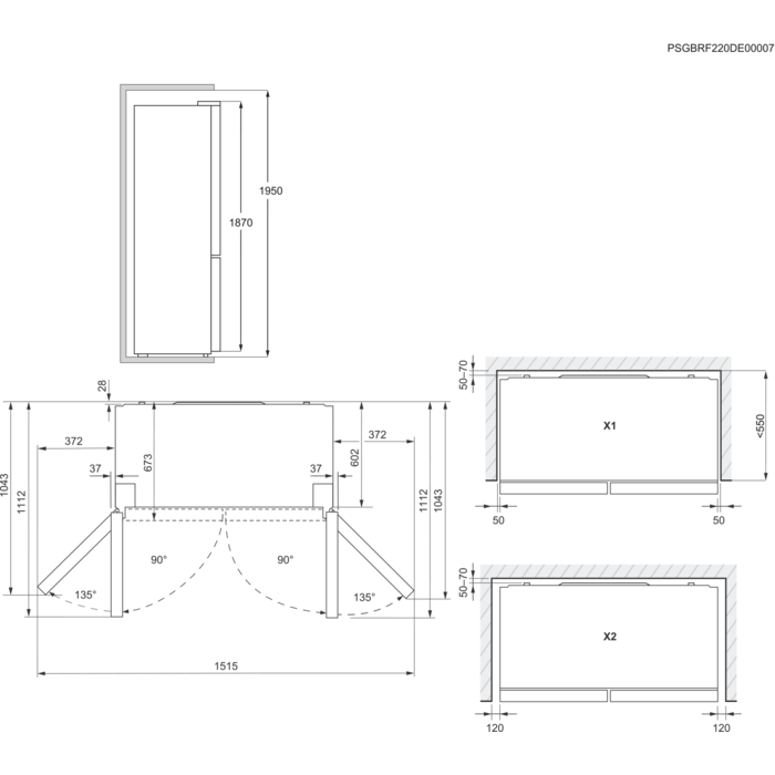 Installation Diagram with product measurements