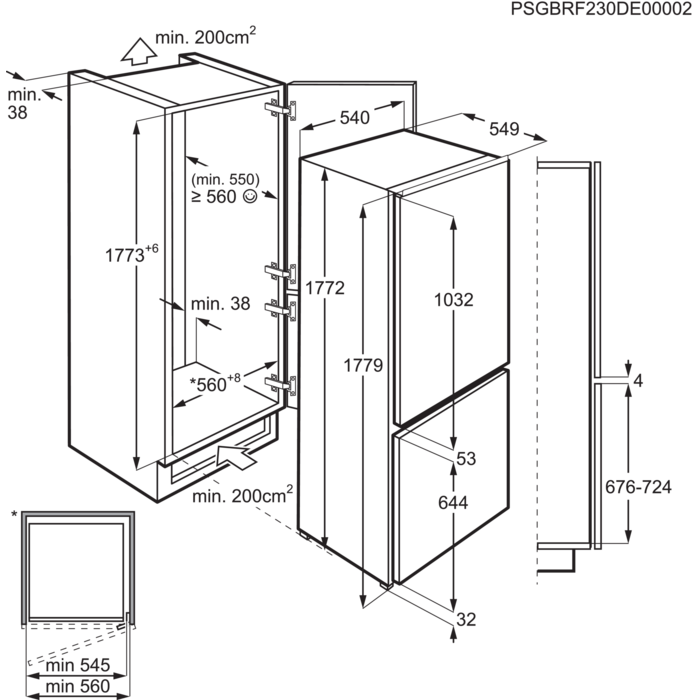 Installation Diagram with product measurements