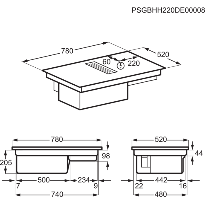 Installation Diagram with product measurements