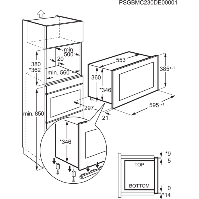 Installation Diagram with product measurements