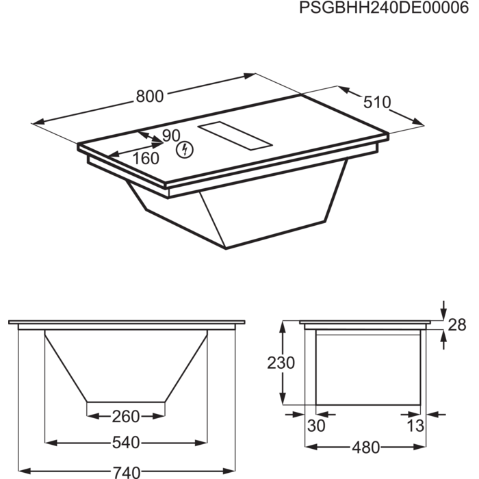 Installation Diagram with product measurements