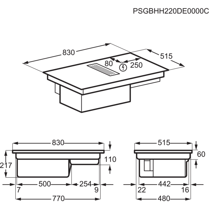 Installation Diagram with product measurements