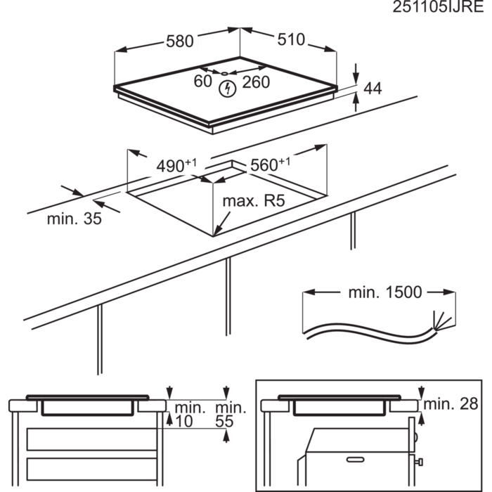 Installation Diagram with product measurements