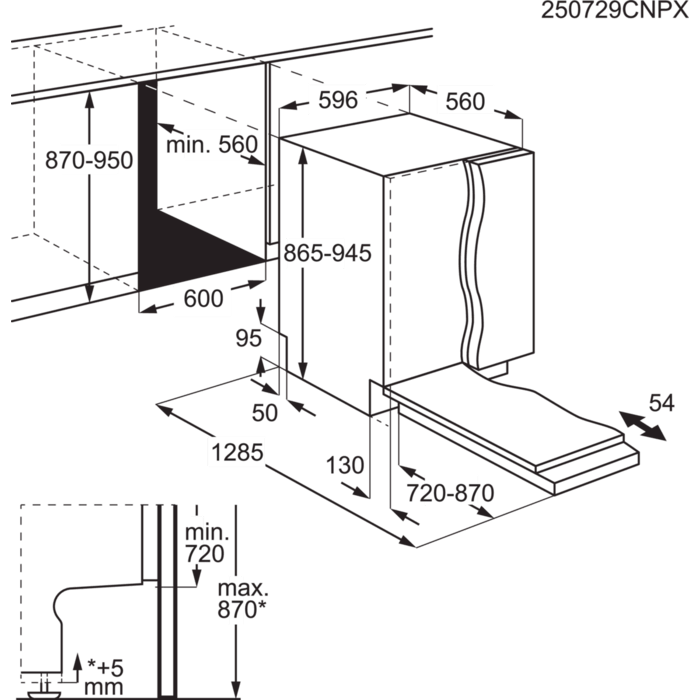 Installation Diagram with product measurements
