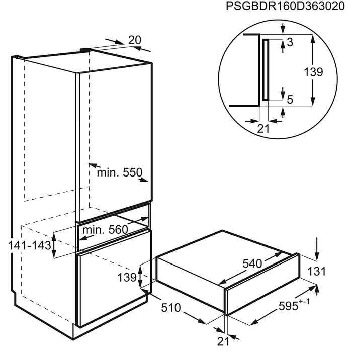 Installation Diagram with product measurements