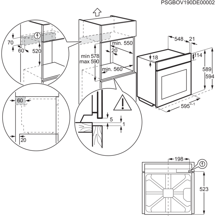 Installation Diagram with product measurements