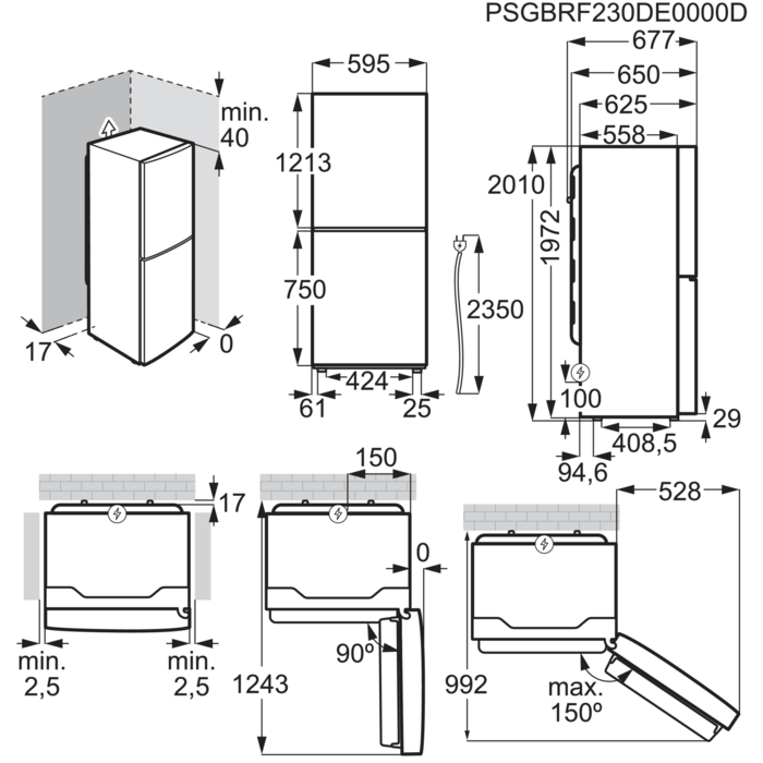 Installation Diagram with product measurements