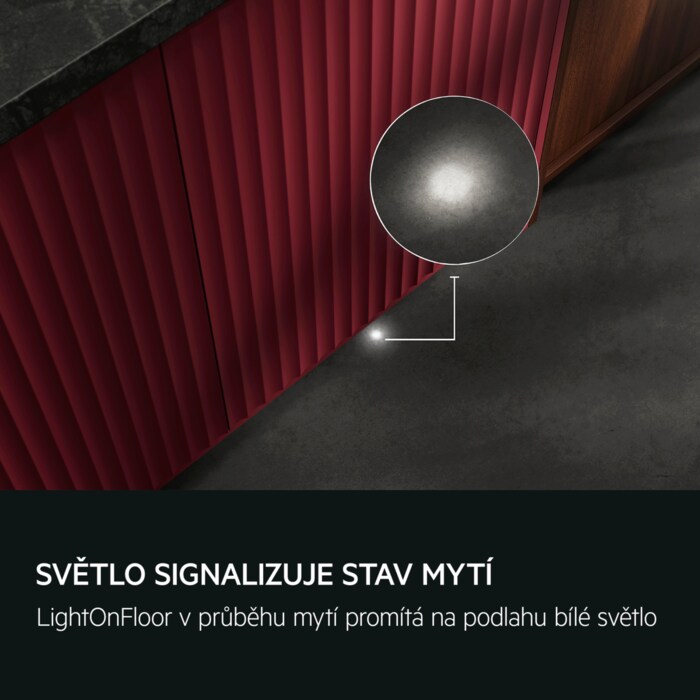 PODLE SVĚTLA POZNÁTE, ŽE PROBÍHÁ MYTÍ LightOnFloor v průběhu mytí promítá na podlahu bílé světlo