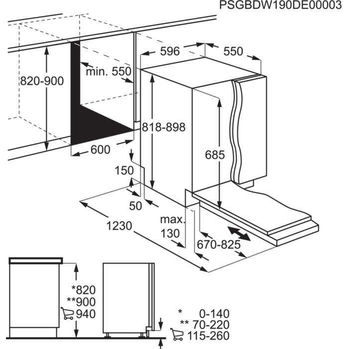 Installation Diagram with product measurements