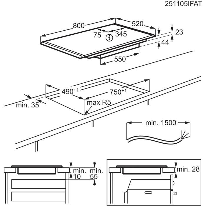 Installation Diagram with product measurements