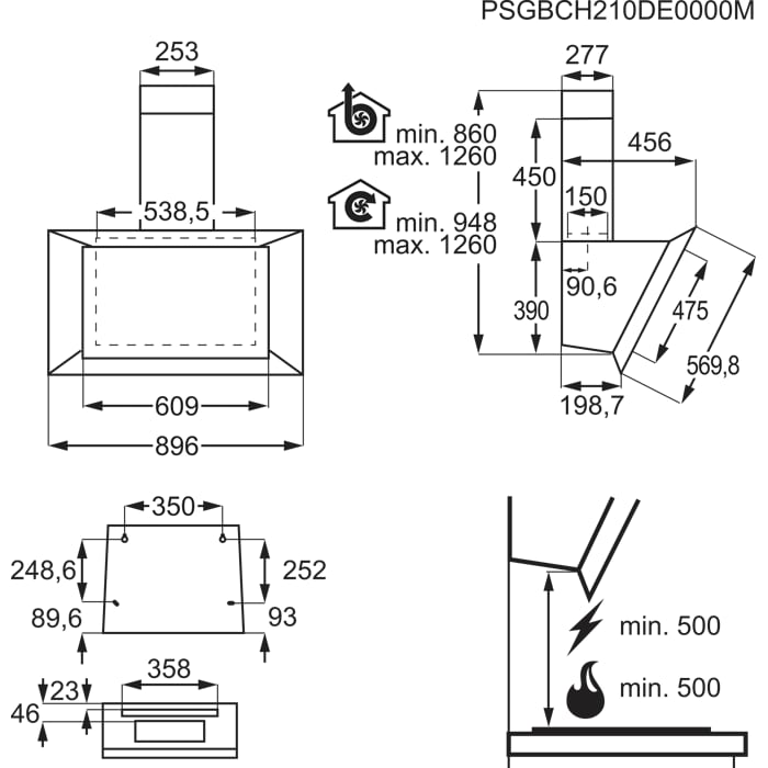 Installation Diagram with product measurements