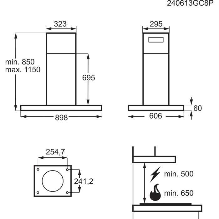 Installation Diagram with product measurements