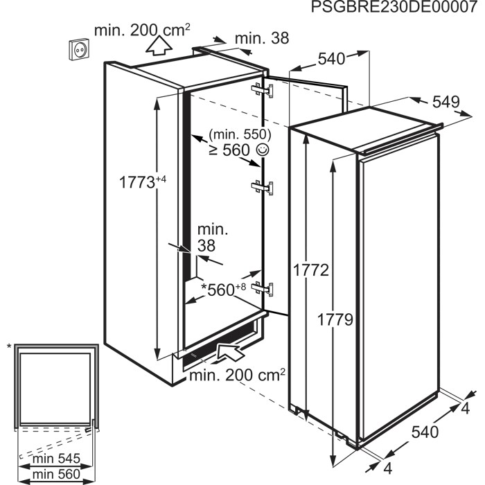 Installation Diagram with product measurements