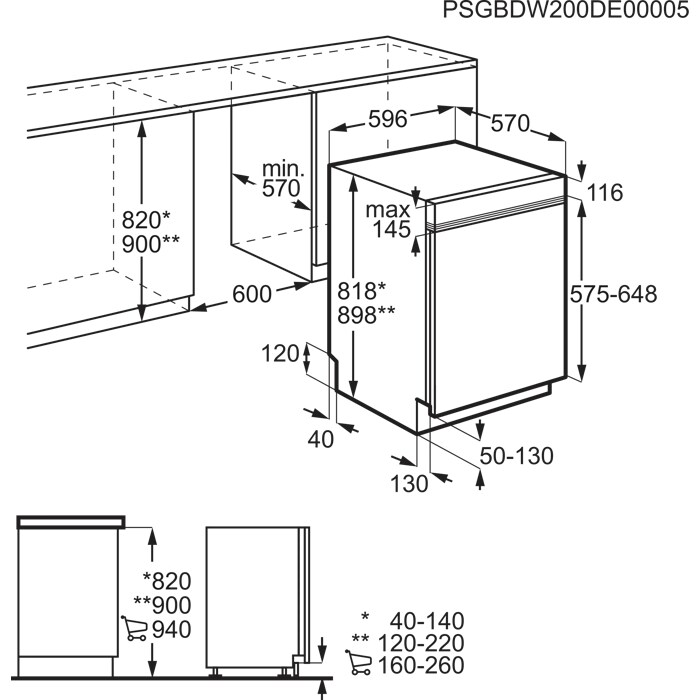 Installation Diagram with product measurements
