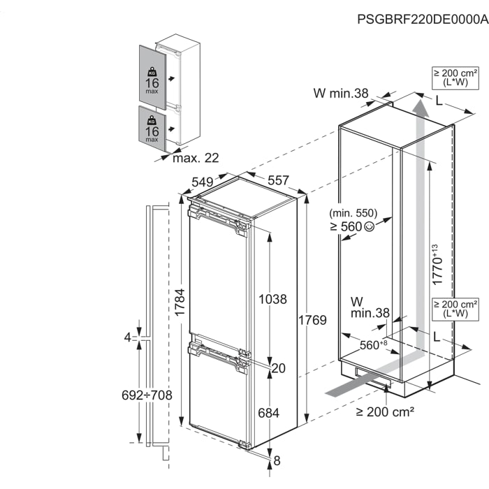 Installation Diagram with product measurements