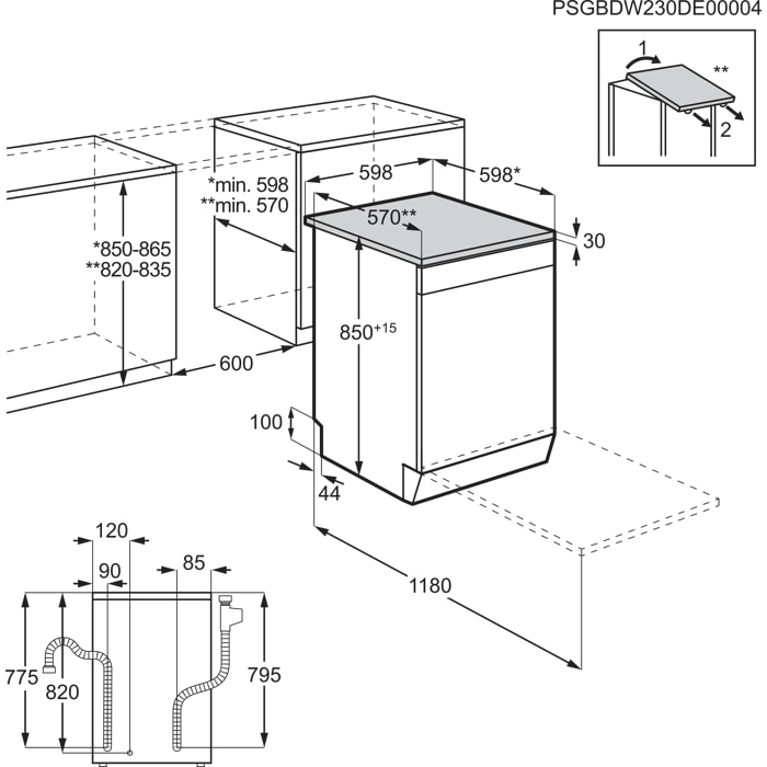 Installation Diagram with product measurements