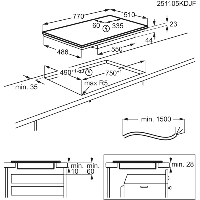 Installation Diagram with product measurements