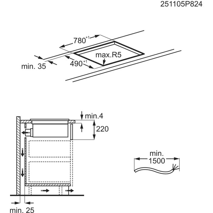 Installation Diagram with product measurements