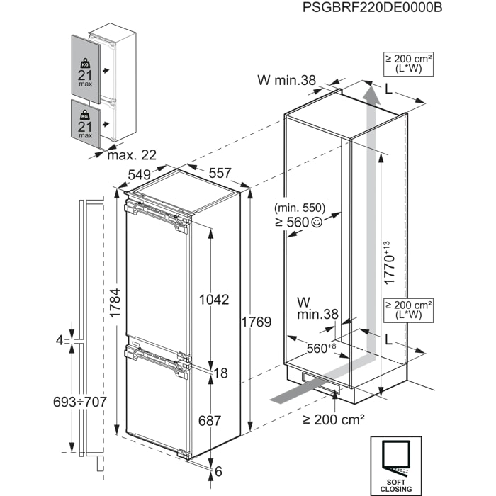 Installation Diagram with product measurements
