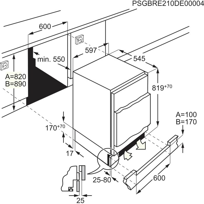 Installation Diagram with product measurements