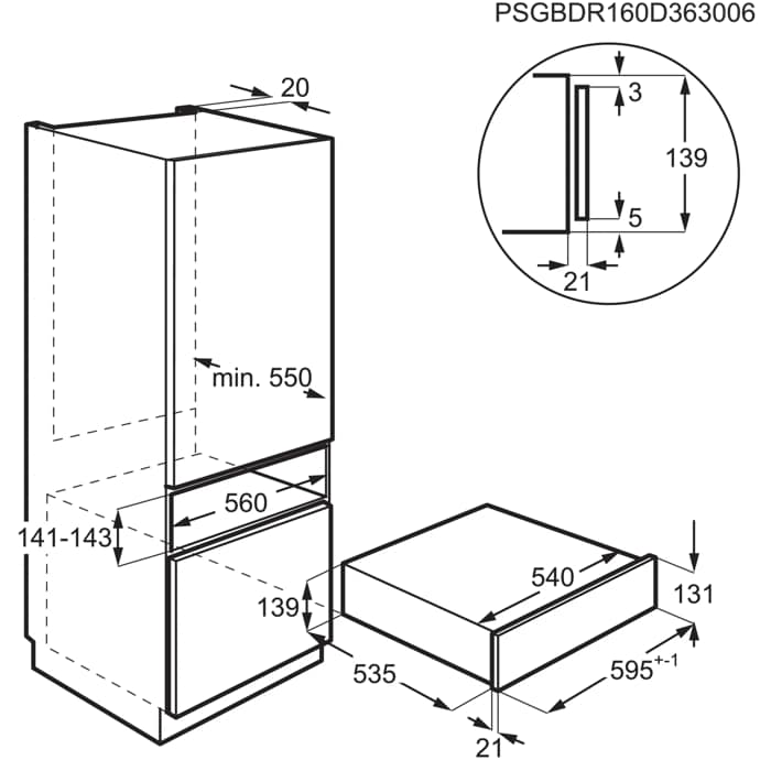Installation Diagram with product measurements