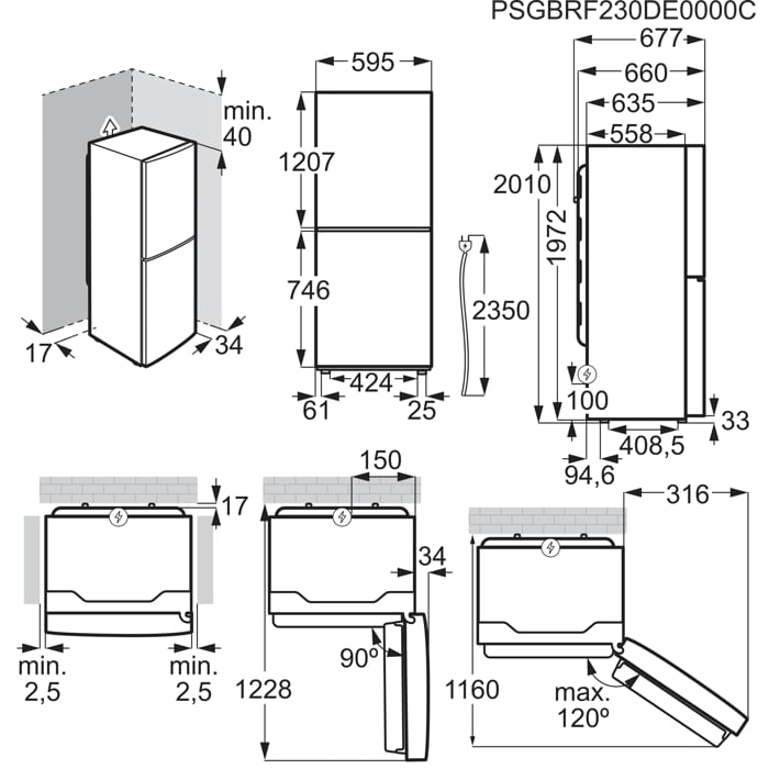 Installation Diagram with product measurements