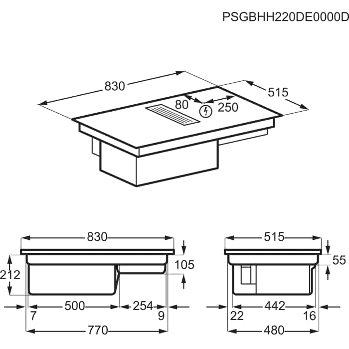 Installation Diagram with product measurements