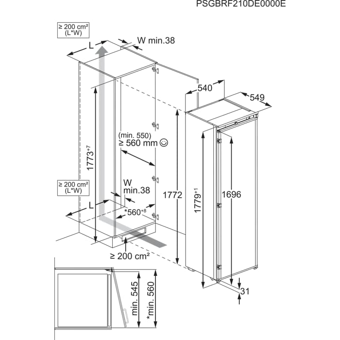 Installation Diagram with product measurements