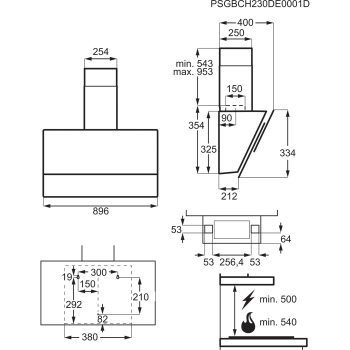 Installation Diagram with product measurements