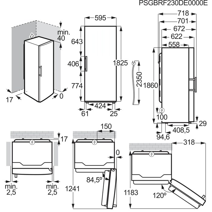 Installation Diagram with product measurements