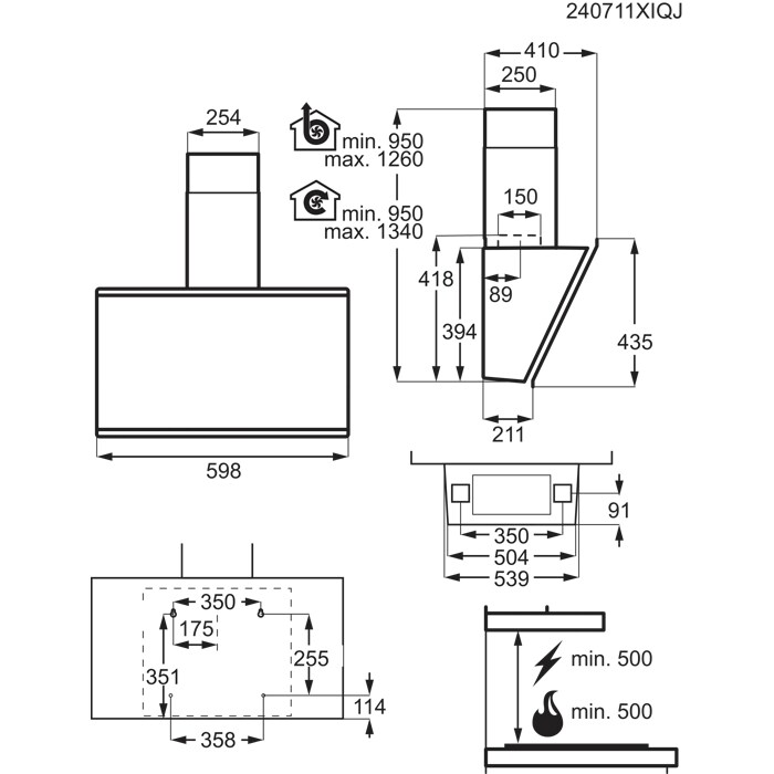 Installation Diagram with product measurements