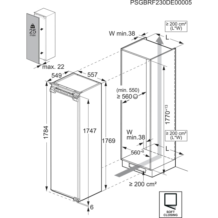 Installation Diagram with product measurements