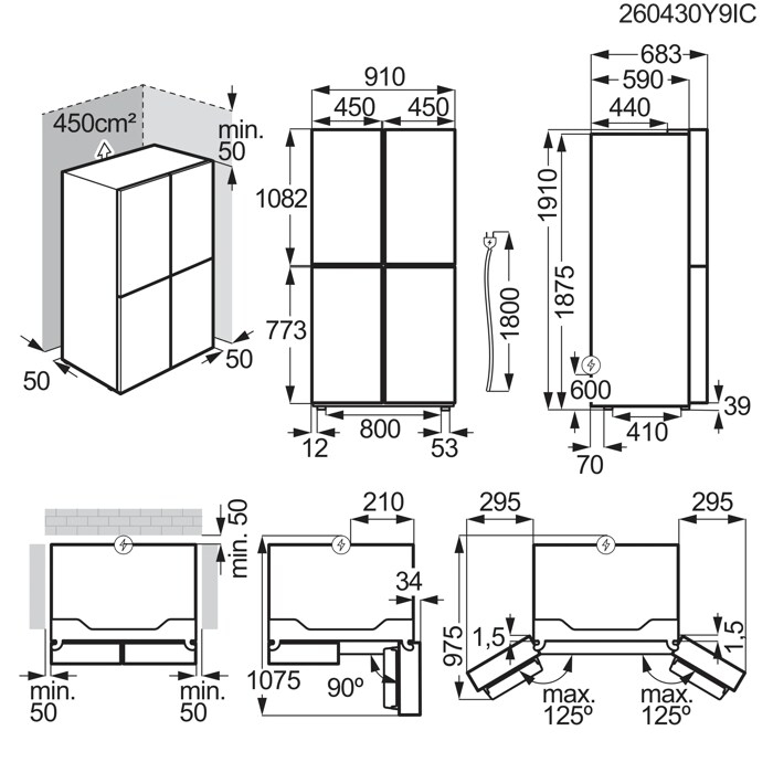 Installation Diagram with product measurements