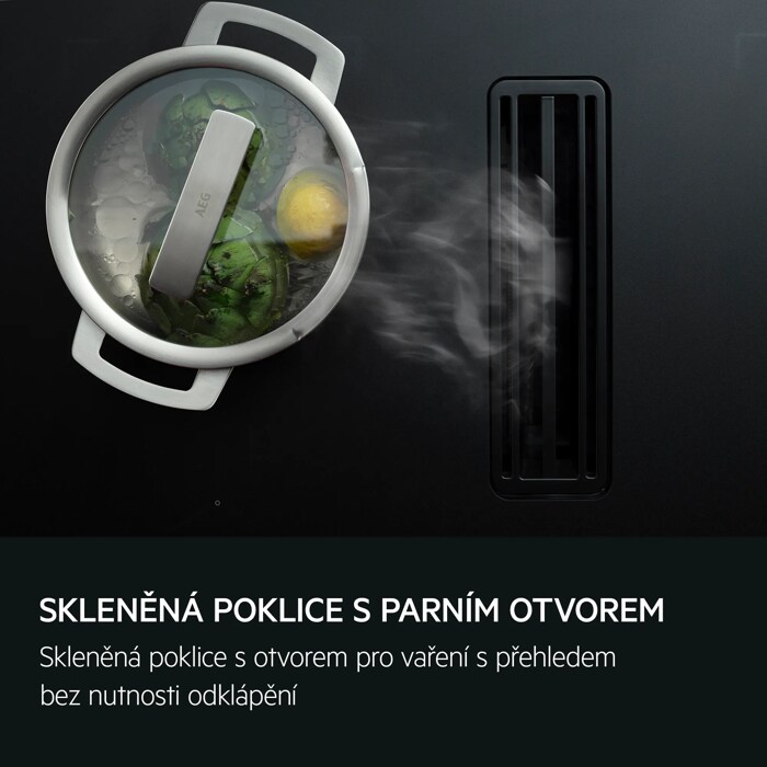 Skleněná poklice s parním ventilem Skleněná poklice s parním ventilem pro vaření s přehledem bez nutnosti odklápění