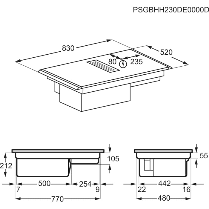 Installation Diagram with product measurements