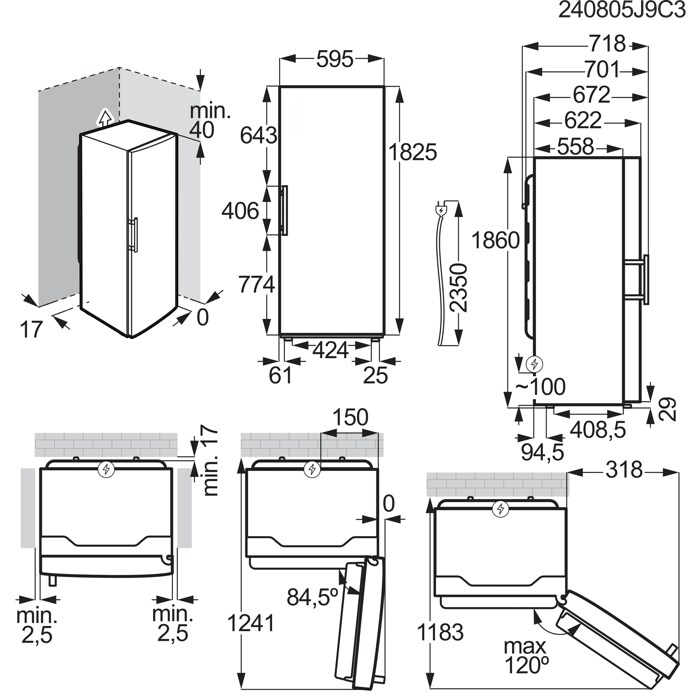 Installation Diagram with product measurements