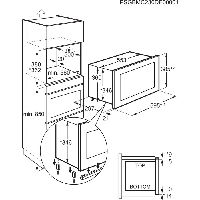 Installation Diagram with product measurements