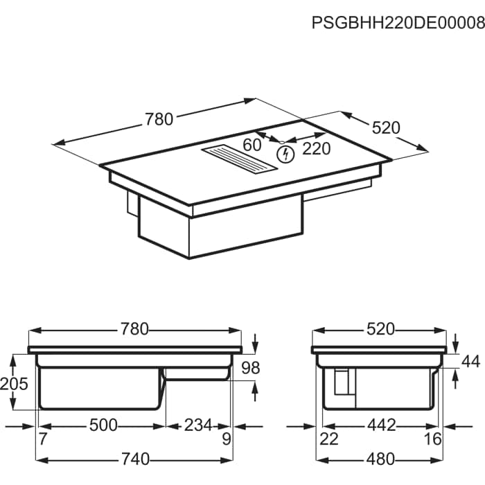 Installation Diagram with product measurements