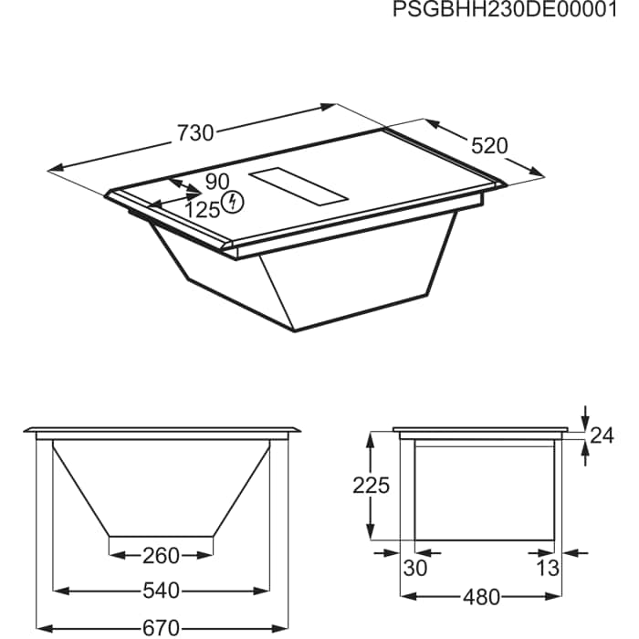 Installation Diagram with product measurements