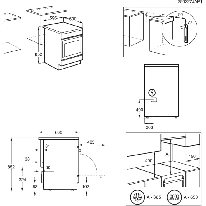 Installation Diagram with product measurements