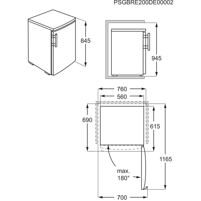Installation Diagram with product measurements