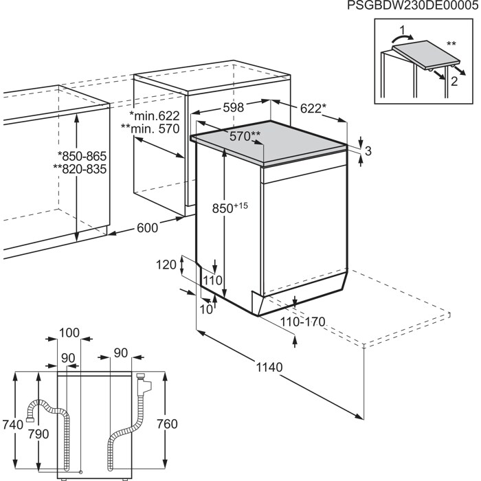 Installation Diagram with product measurements