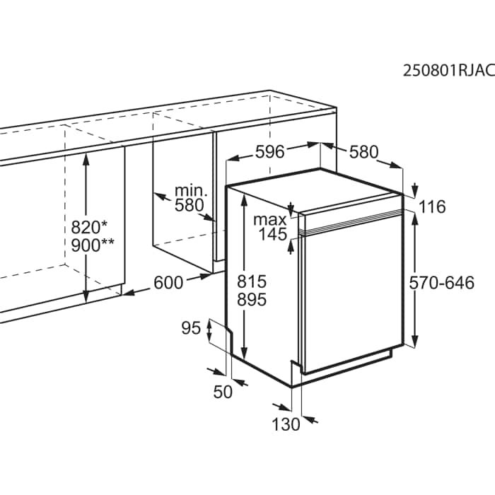 Installation Diagram with product measurements