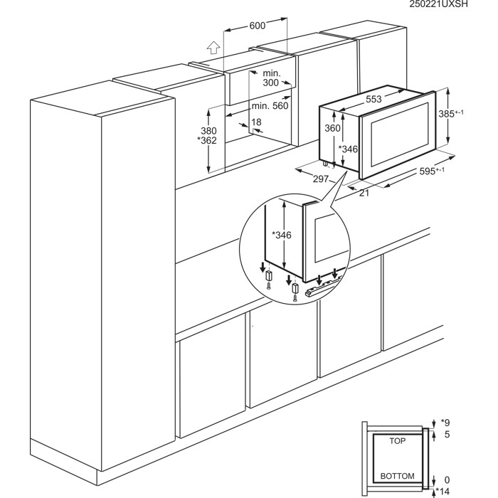 Installation Diagram with product measurements